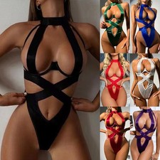 Women's Lingerie Cut Out Bodysuit Tops Erotic Bandage Teddy Nightwear Underwear
