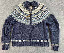 Vintage Heirloom Collectible Fair Isle Cardigan Sweater Women Large Full Zip