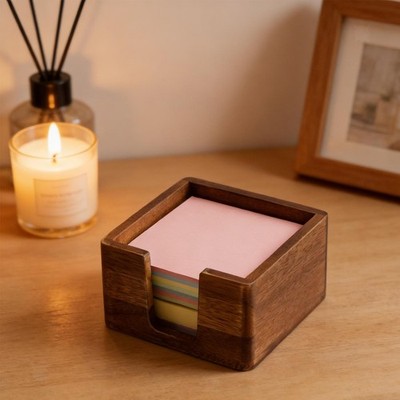 Sticky Note Holder Business Card Box Wooden for Desk School