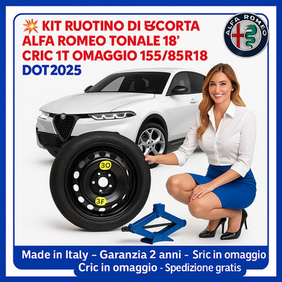Spare Wheel 155/85 R18 For Alfa Romeo Tonale Jack 1T Included 5 Holes