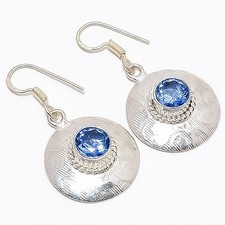Tanzanite Quartz Gemstone 925 Silver Plated Earring 1.56