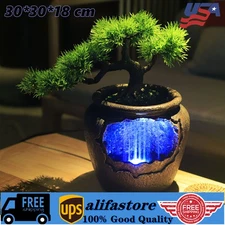 Tabletop Water Fountain Indoor Decor LED Light Desktop Waterfall Resin Ornament