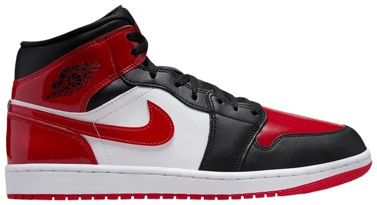 Jordan 1 Mid Patent Bred Toe for Sale | Authenticity Guaranteed | eBay