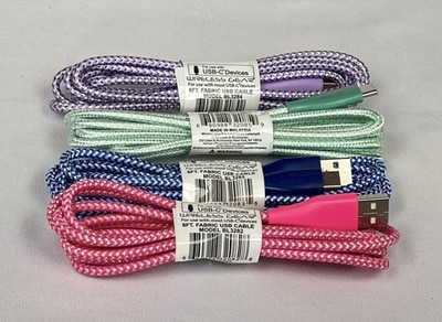 New 6ft USB-C Cable   Fabric Braided   Fast Charge   4 Colors   Wireless Gear
