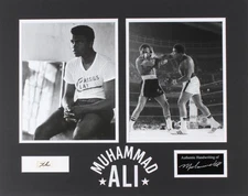 Muhammad Ali 16”x20” Custom Matted Cut Disply w/ One Hand Written Word JSA LOA