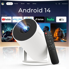 Mini Projector with WiFi 6 and Bluetooth 5.4 for Bedroom Auto Keystone Built-in