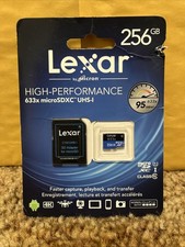 Lexar 256GB Micro SDXC MicroSD 633x 95MB/s Class10 UHS-I A1 + SD Adapter GoPro