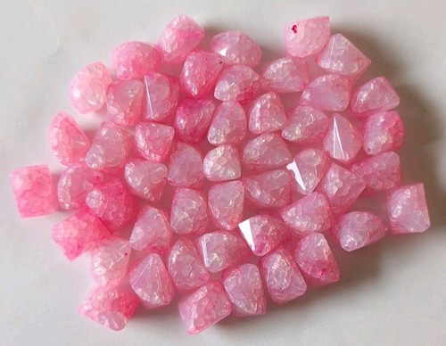 Lot Of 50 Pink Acrylic Diamond Shaped Beads-crafting/Jewelry Making