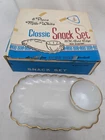 Vintage Anchor Hocking Milk Glass Snack Set Gold Edged 8-Piece Set New NIB NOS