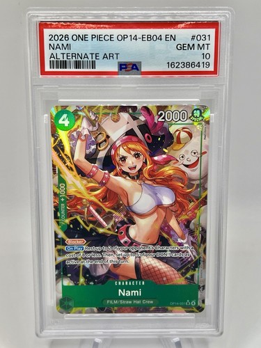 Nami 2026 One Piece Azure Sea's Seven #OP14-031 Alt Art PSA 10