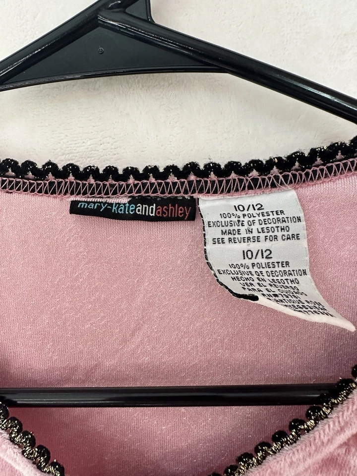 Vintage Girls Mary-Kate and Ashley Pink Velvet Bubble Sleeve Shirt 10/12 - Image 3 of 4