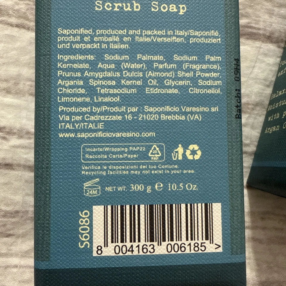 2 Pcs Sai Sapone Artigianale ARGAN Scrub Soap 10.5 Oz RELAXING & Moisturizing - Image 2 of 3