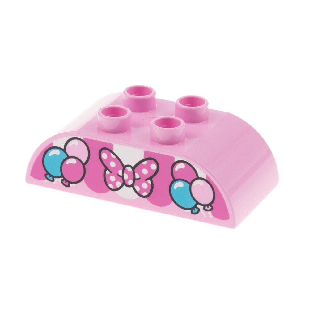 1X Lego Duplo Roof Brick 2X4 Light Pink Curved Balloons Bow Minnie 98223PB017