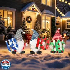 MUMTOP Gnome Lighted Outdoor Christmas Decorations, 3 Pack Tinsel