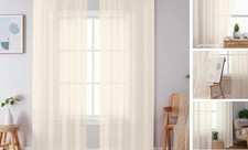Sheer Curtains 84 Inches Long 2 Panels, Light 42"W x 84"L Pack of 2 Cream