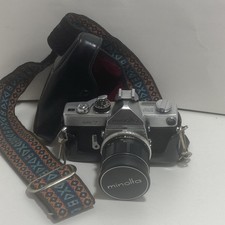 Minolta SRT 101 SLR 35mm Film Camera Silver Black with minolta mc rokkor-pf 55mm