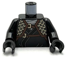 Lego Nueva Minifigura Torso Negro Túnica Gris Azulado Claro Bufanda Escalas Armadura Parte