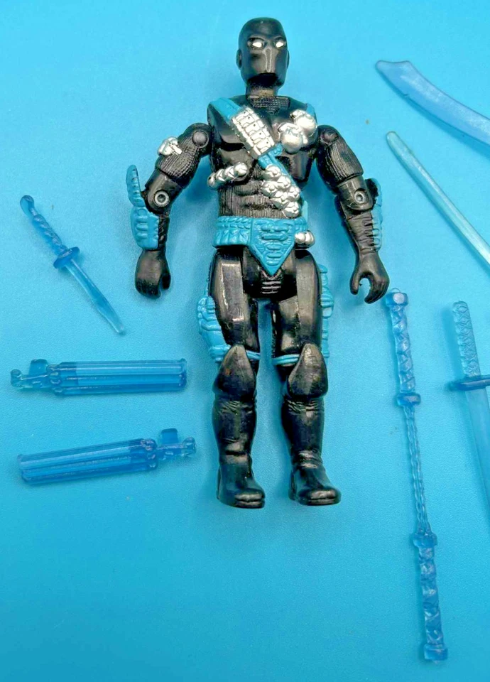 De colección 1993 GI Joe Ninja Force SNAKE EYES V5 100% COMPLETO armas transparentes Foto 2 de 4