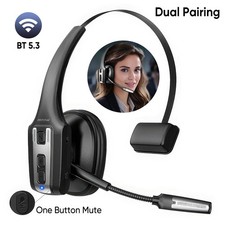 Mpow Bluetooth Headset Microphone Home Office Trucker Wireless Headphones 65 Hrs