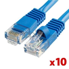 10x 15FT CAT5e Cable Ethernet Lan Network CAT5 RJ45 Patch Cord Internet Blue NEW