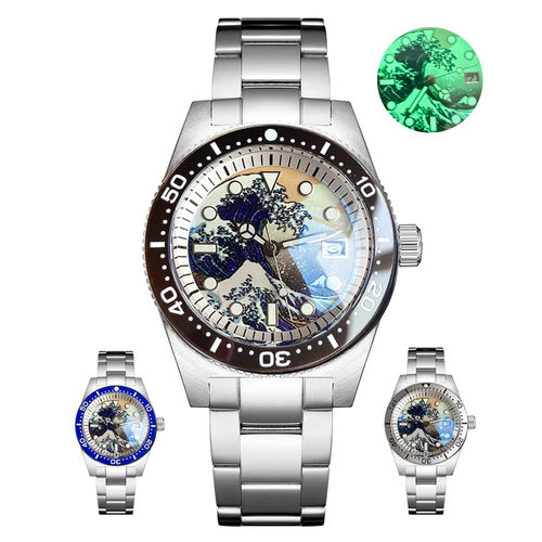 30ATM DiveTandorio 41mm NH35 Mechanical Men Sandblasted Watch Full Lume Sapphire - Picture 1 of 17