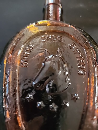 Vintage Wheaton NJ große seltene braune Glasflasche Hufeisenbitter 70er Jahre - Bild 2 von 6