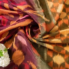 Sanskriti Vintage Brown Cotton Silk Sarees Ikat Hand Woven Sambhalpuri 5 Yd Sari