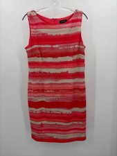Tahari Arthur S. Levine Pink Size 12 Printed Shift Knee Length Sleeveless Dress