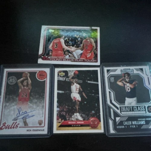 Michael Jordan, Caleb Williams Autographed Card Lot Topps Panini Upper Deck