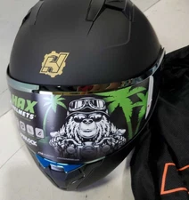 HAX Amatista Modular Flip-Up Dual Visor Motorcycle Helmet - Medium - Matte Black