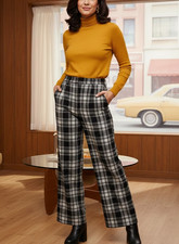 Jones NY Vintage NWT Pure Wool Black White Checkered Lined High rise pants 10