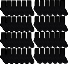 48 PK Yacht  Smith Kids Premium Cotton Crew Socks Black Size 4-6 Boys Crew Sock