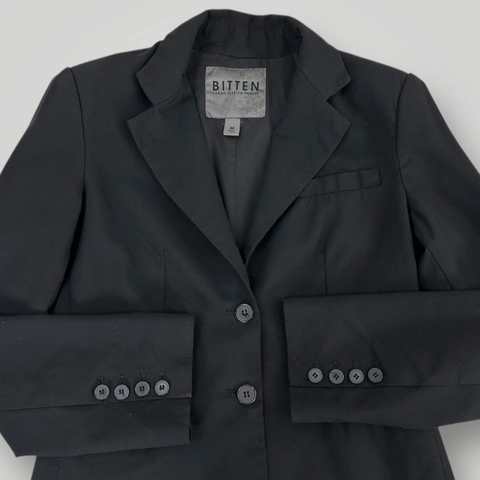 Chaqueta Blazer BITTEN Sarah Jessica Parker Negra Bolsillos Mujer Talla M Mezcla Lana Foto 4 de 4