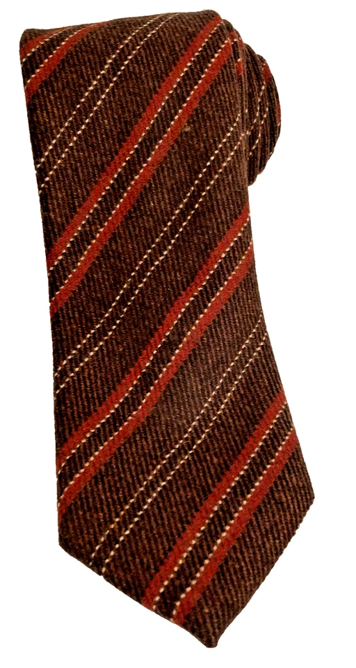 Corbata Emeregildo Zegna/Tiras Marrón y Rojo Hecha en Italia Larga 62" Foto 2 de 4