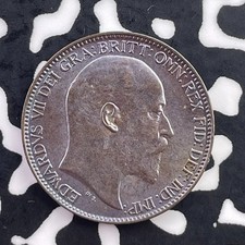 1903 Great Britain 1 Farthing Lot#C5591 High Grade! Beautiful!