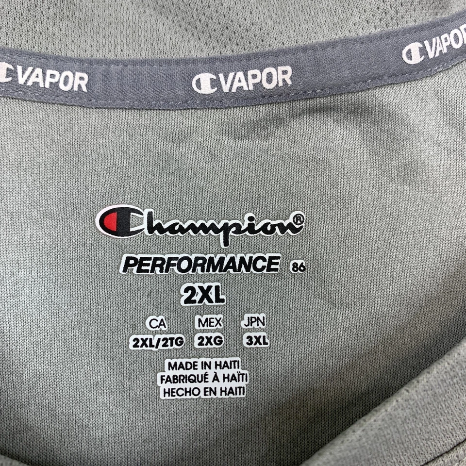 Champion Performance Vapor Athletic Knit Shirt Men's Size 2XL Gray Short Sleeve - Image 3 of 4