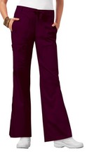 Wine Cherokee Scrubs Luxe Low Rise Drawstring Cargo Pant 21100 WINV