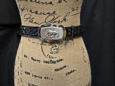 Vintage JUSTIN Top Grain Cowhide Belt w/ Nickel Silver Buckle 646 B - Size 40