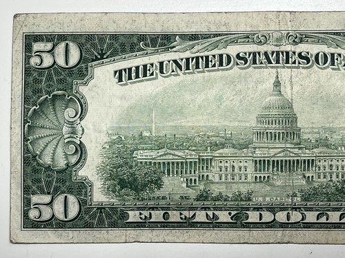 1950 A $ 50 Fifty Dollar Bill Federal Reserve Note New York Vintage Currency - Picture 5 of 6
