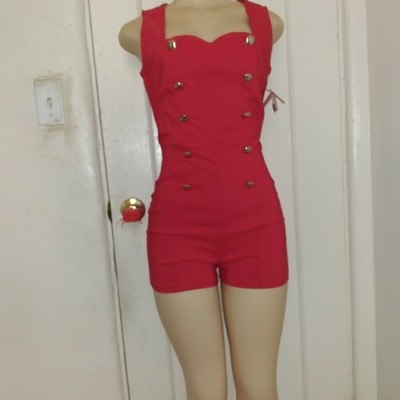 red bodycon romper