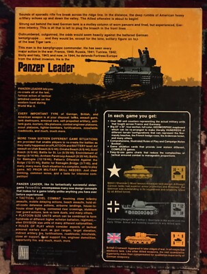 PANZER LEADER 1974 Avalon Hill WWII Strategy Game COMPLET & MOSTLY