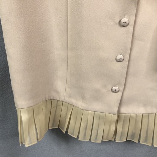 Due Per Due Dress Womens 6 Tan Shift Pleated Ruffle Hem Feminine Coquette Office - Picture 12 of 21