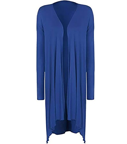 Ladies Women Plus Size Hanky Hem Jersey Long Sleeve Top Waterfall Open Cardigan - Picture 7 of 9