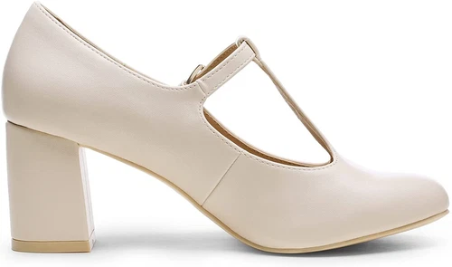Women Wedding Mary Jane Pumps Close Toe Low Chunky Heel Pump Shoes - Picture 11 of 17