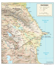 Azerbaijan Physical Geography Geographic Physiographic Map Country Nation Print