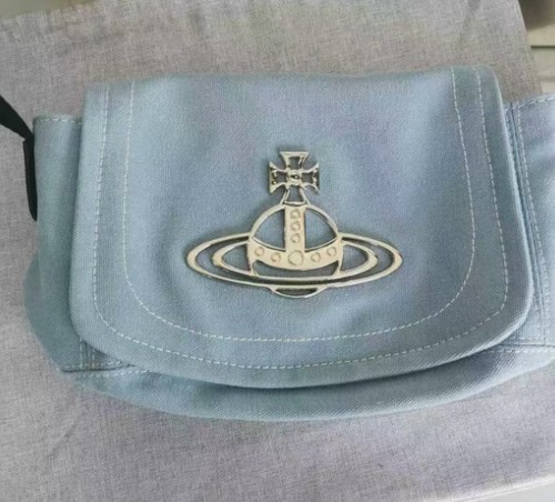 Vivienne Westwood Shoulder Bag Logo Orb Canvas Blue - Picture 7 of 7