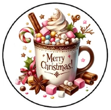 MERRY CHRISTMAS COCOA HOT CHOCOLATE ENVELOPE SEALS LABELS STICKERS PARTY FAVORS