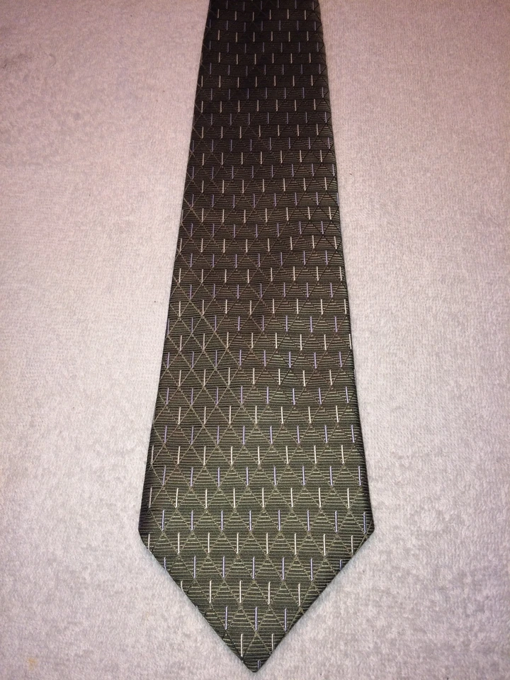  RUFFINI 男式领带绿色浅蓝色和白色装饰 4 X 60 全新无标签 — 第 2/4 张图片