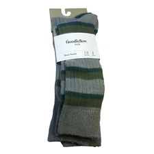 Goodfellow & Co Boot Crew Socks 2-Pack Green Gray Stripes Soft Comfy Men's 7-12