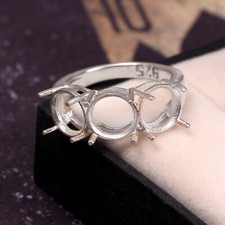 Semi Mount Ring 3 Piece Setting Size 9X9 MM Round Shape 925 Sterling Silver Ring
